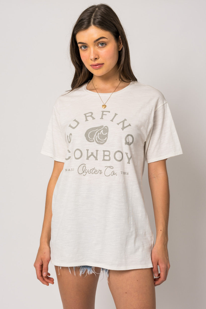 Surfing Cowboy Graphic Tee Shirt