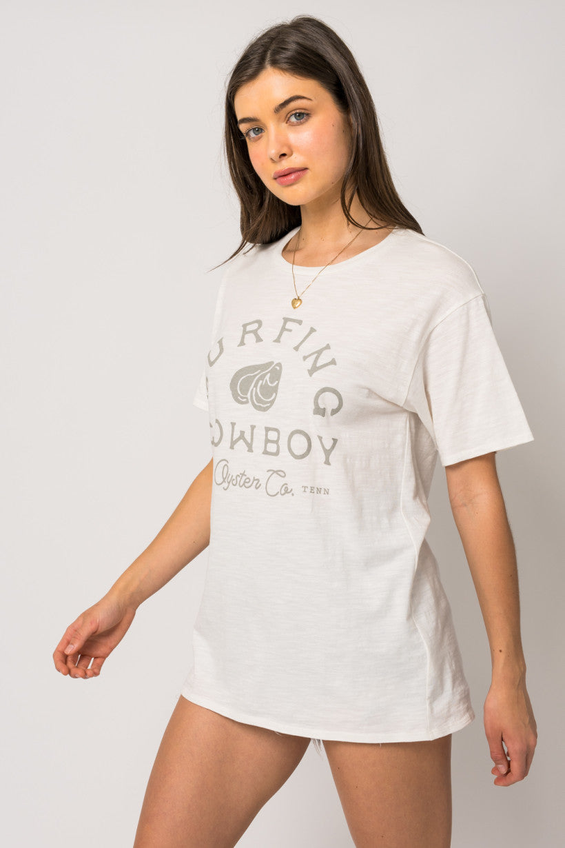 Surfing Cowboy Graphic Tee Shirt