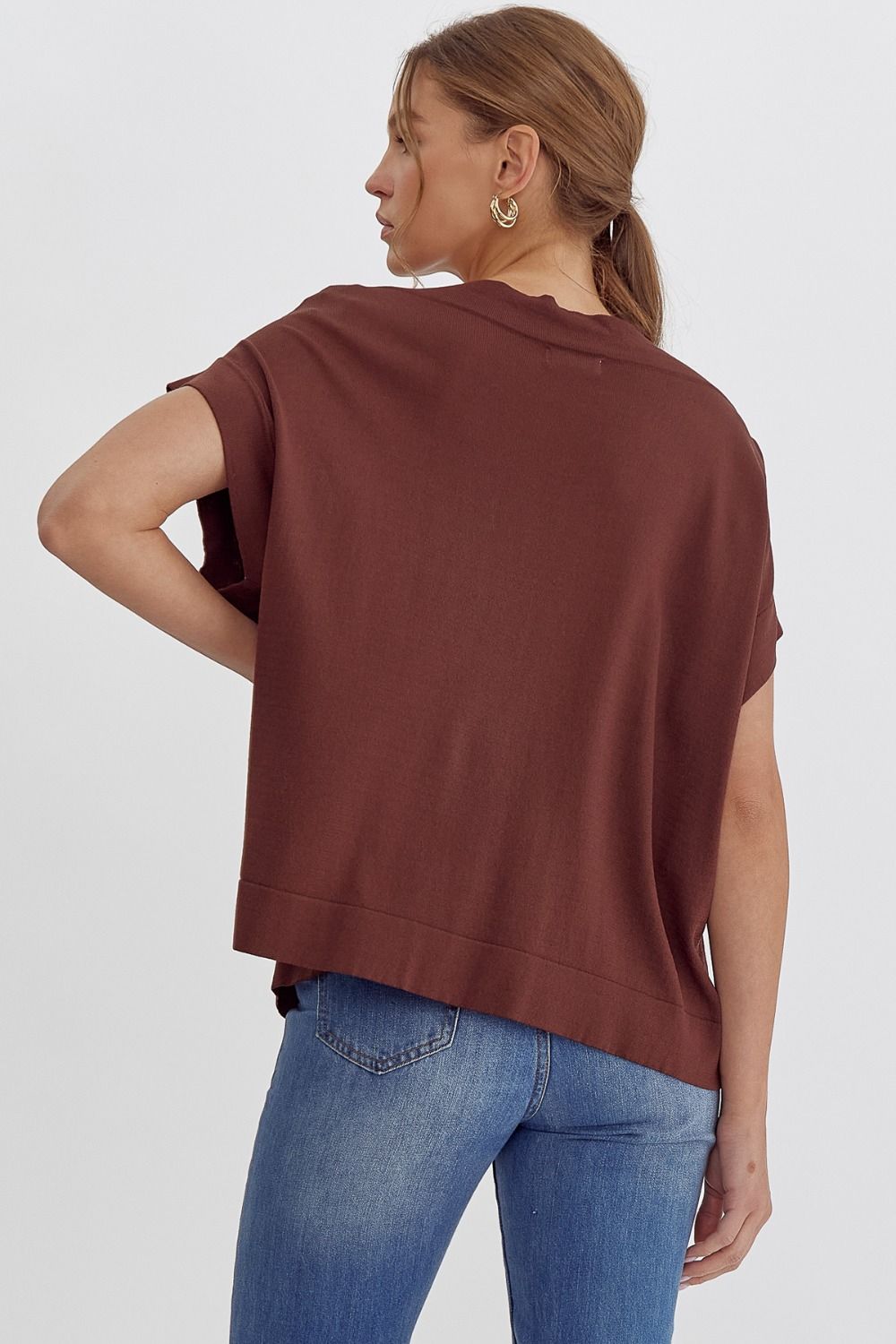 Boat neck dolman in Chocolate Sale