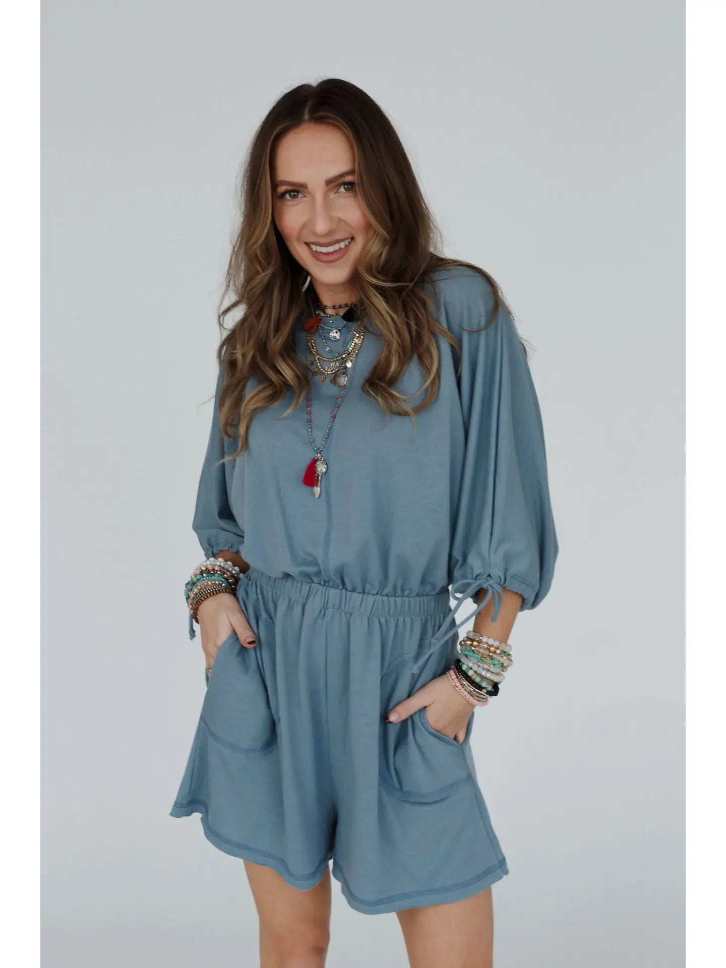 Carolina Romper in Gun Metal