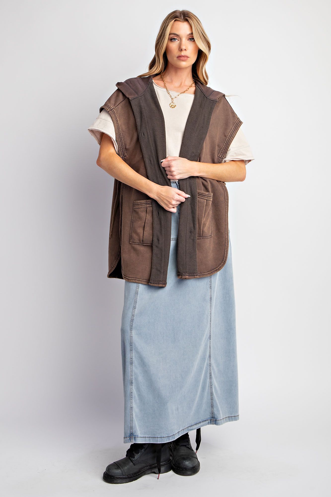 Mineral Wash Vest in Ash 40%off use code sale40