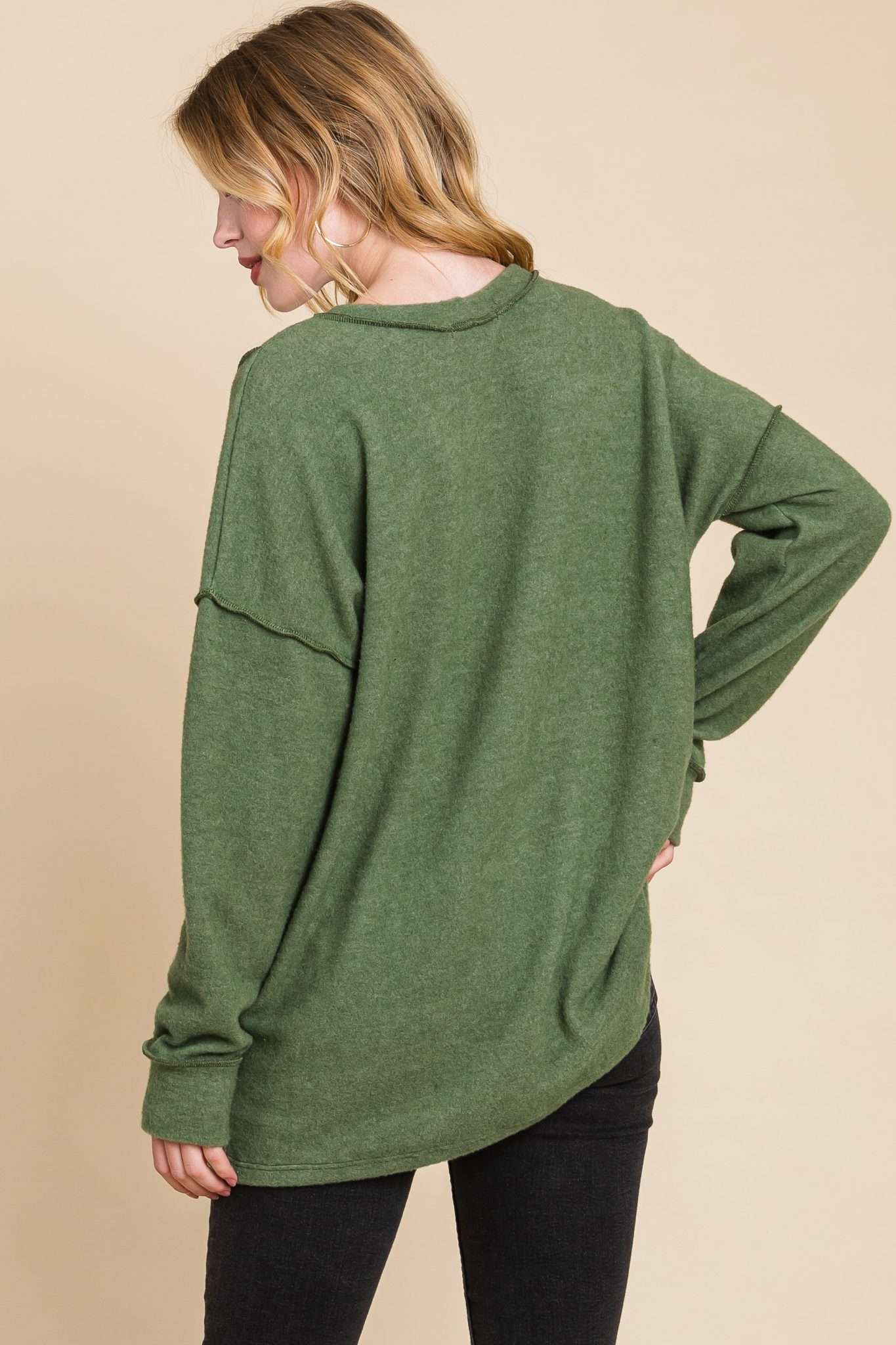 Soft knit top in Olive