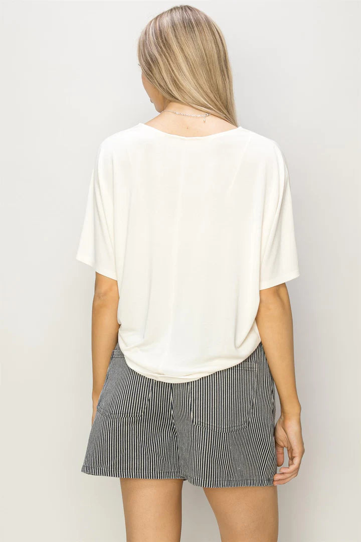 Short Sleeve Dolman Top in Whip Cream