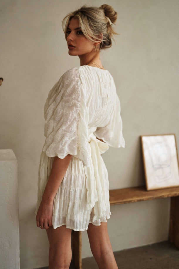 V Neck Romper in White