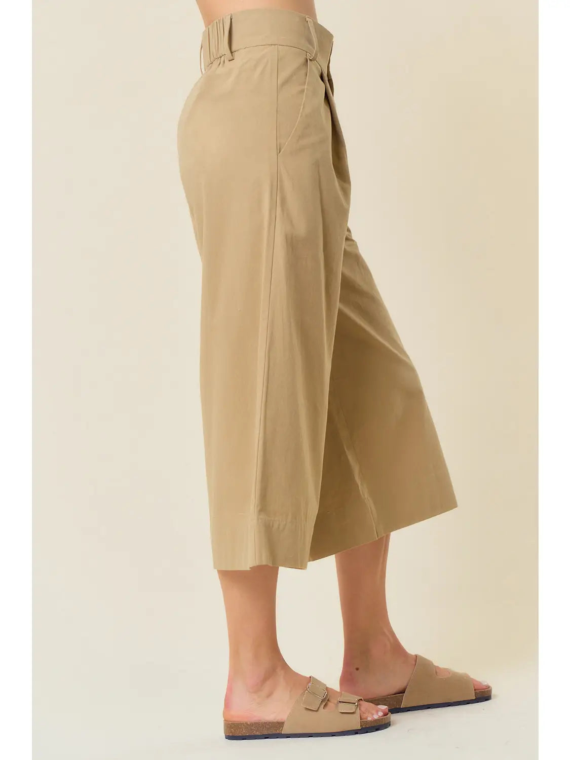 Cropped Wide Leg in Khaki