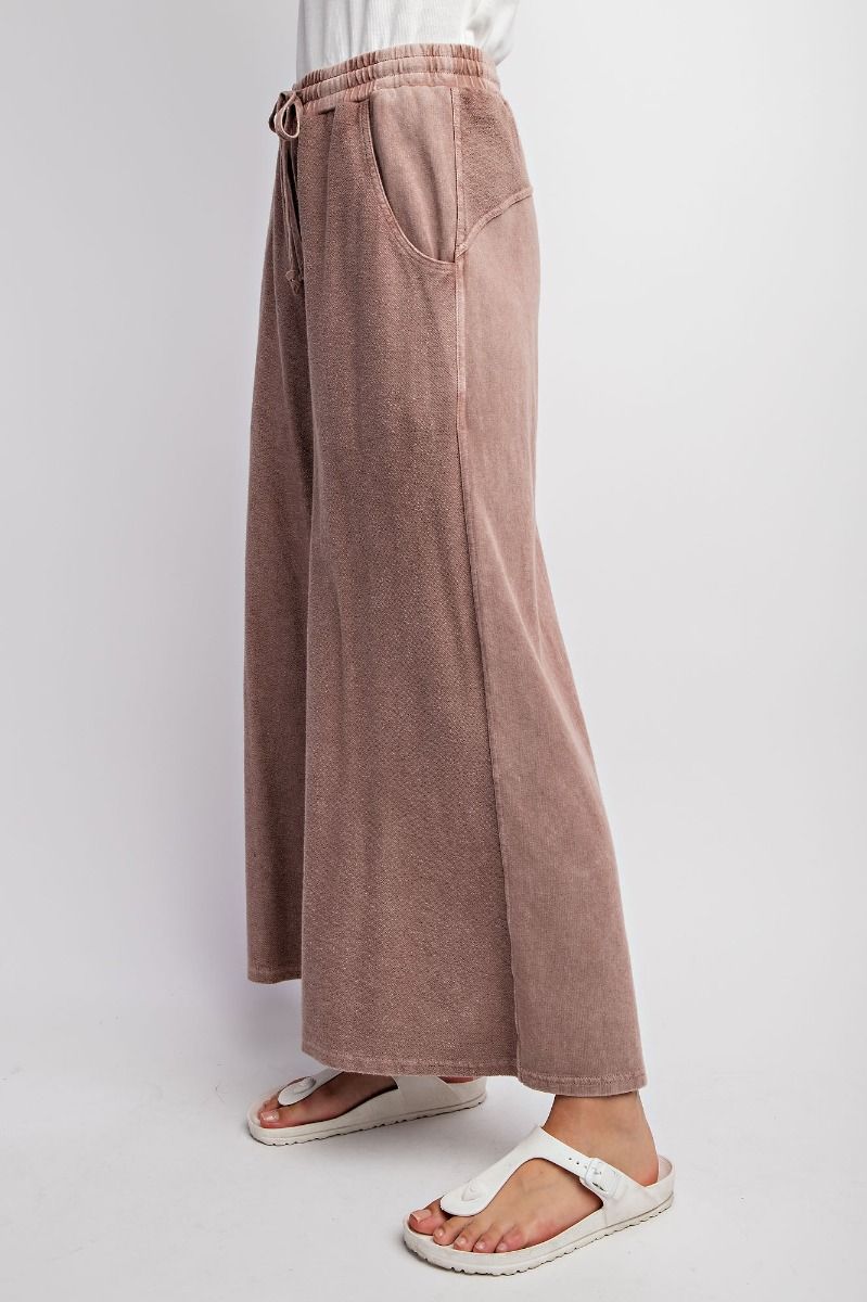 Mineral Washed Terry Wide Rosewood Lo