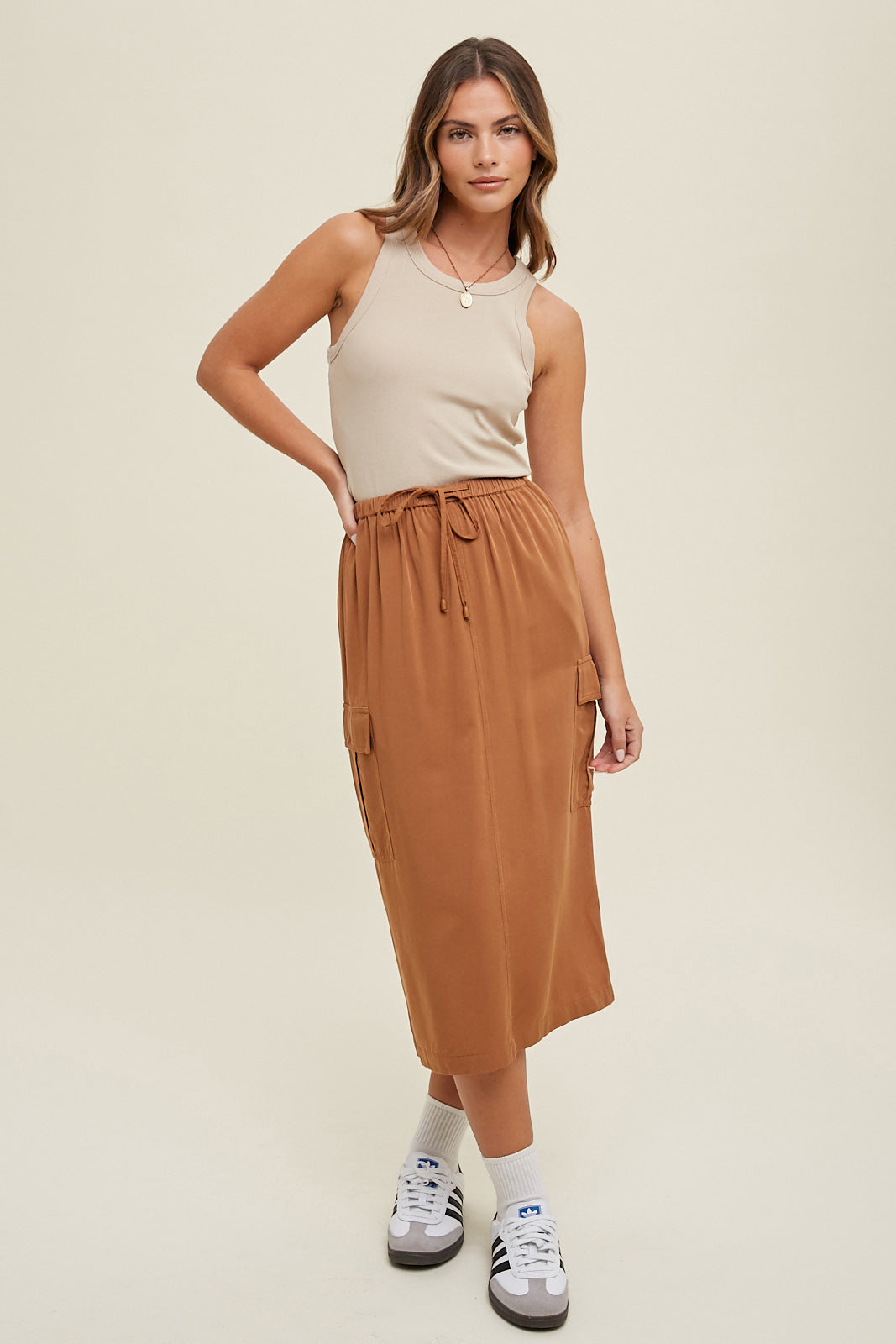 Cargo Midi Skirt in Bronze