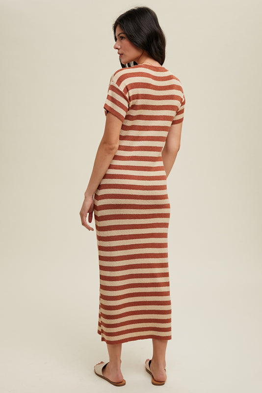 Stripe Sweater Midi Dress in Two Colors