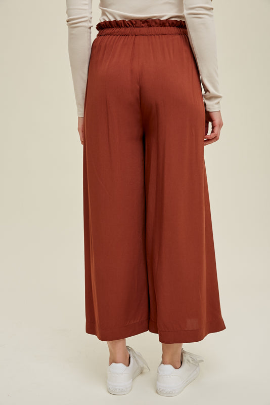 Wide Leg Paperbag Pants in Burlwood