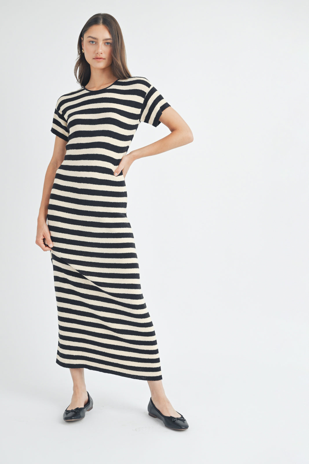 Stripe Sweater Midi Dress in Two Colors