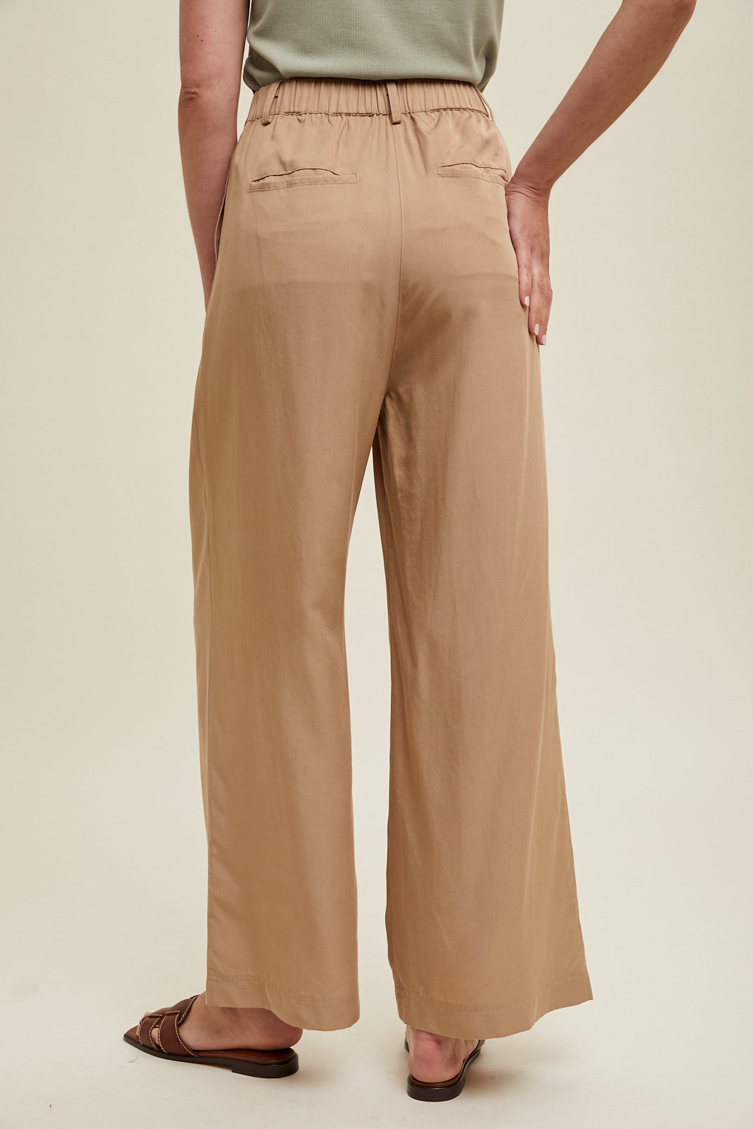 Pleated Tencel Wide Leg Pants in Camel