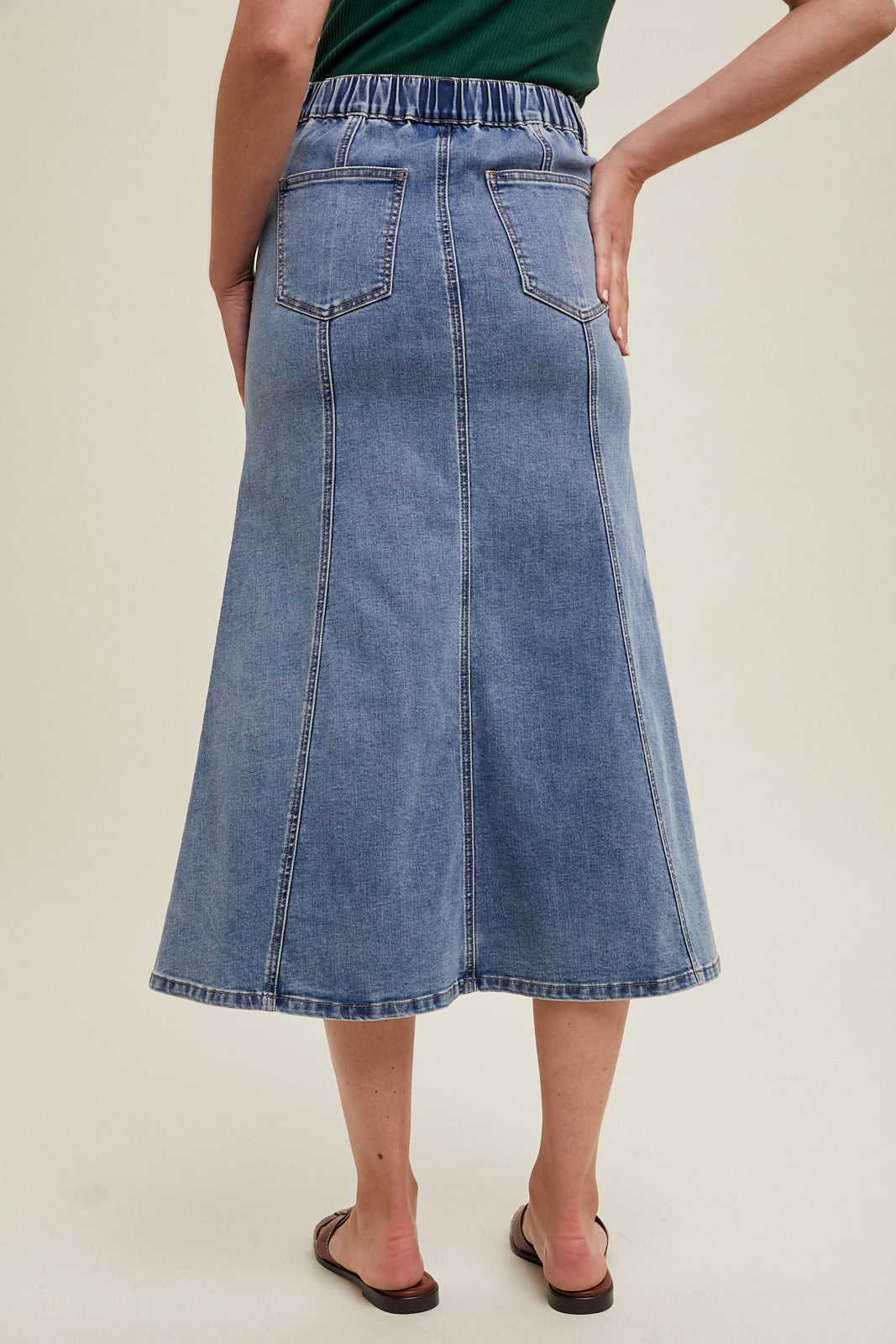 Flare Midi Denim Skirt