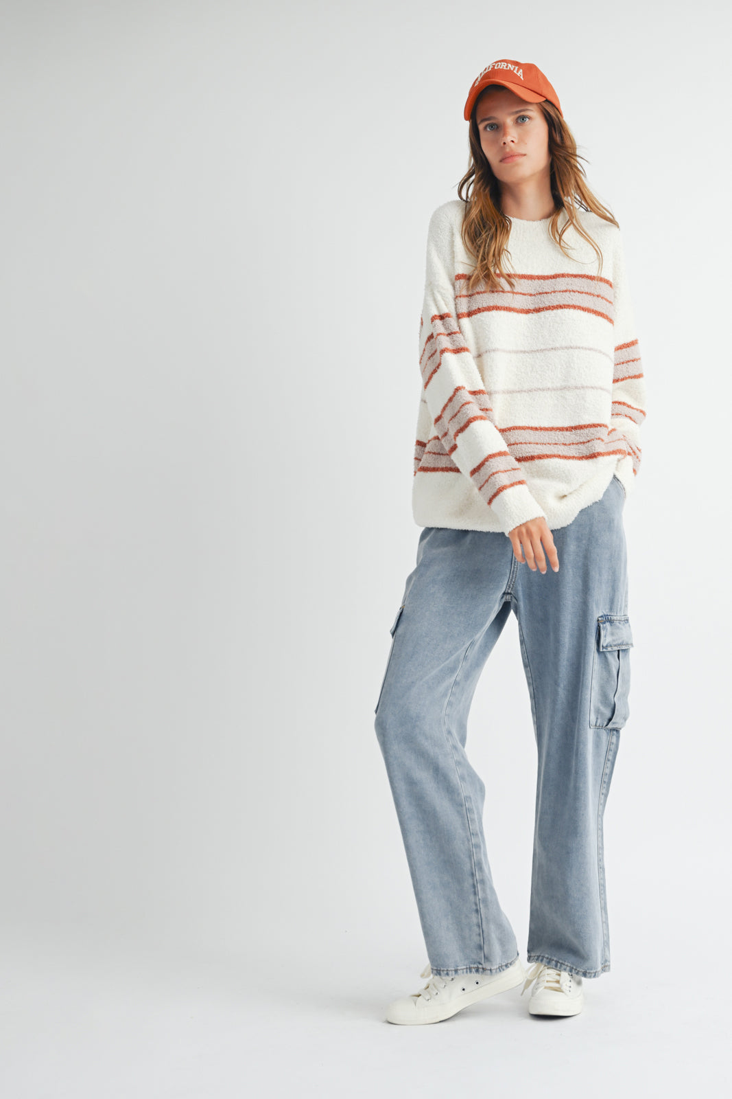 Brushed Mutli-Stripe Sweater Cream/Taupe