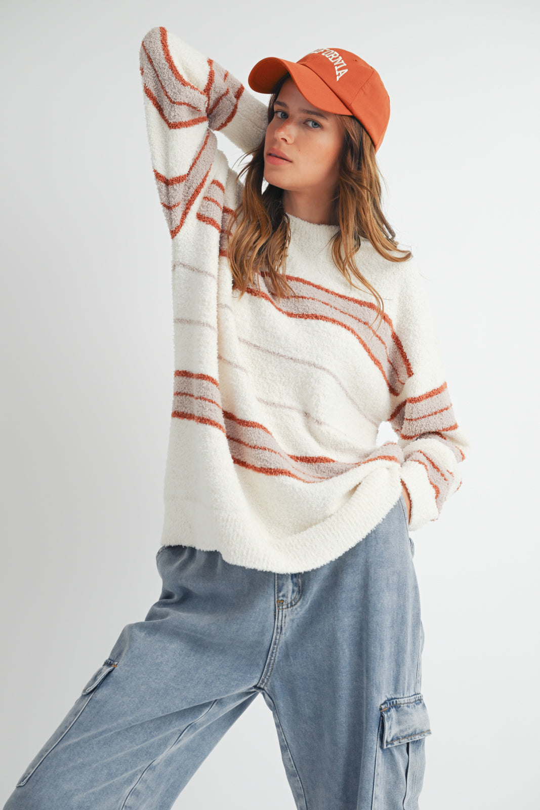 Brushed Mutli-Stripe Sweater Cream/Taupe