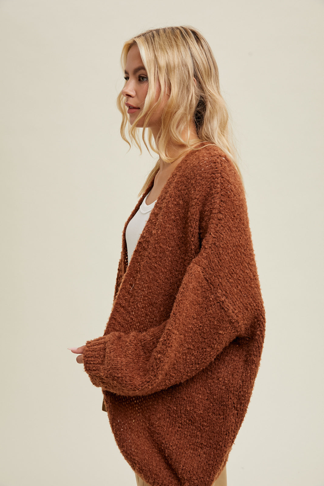 Brushed Cardigan in Brick