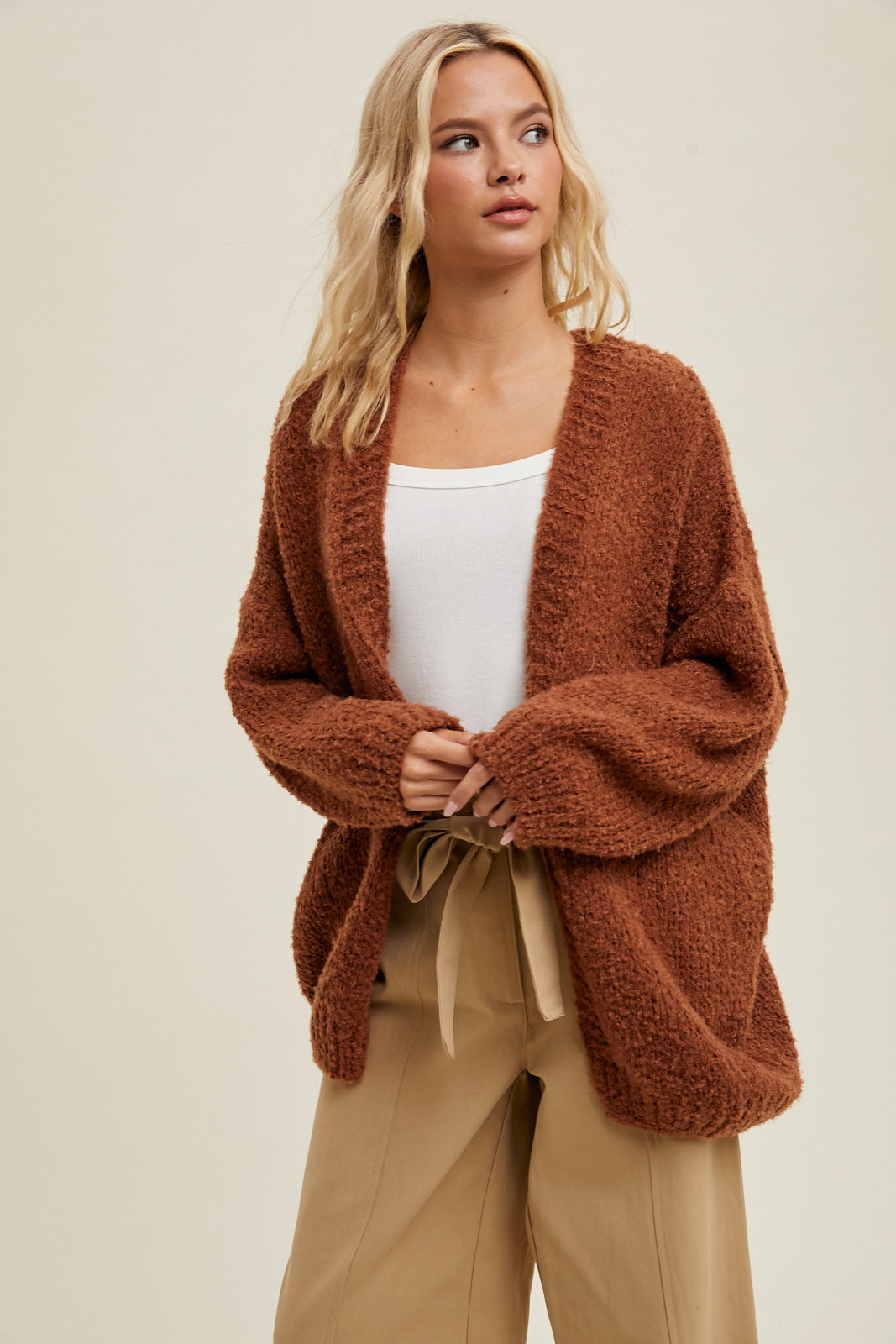 Brushed Cardigan in Brick