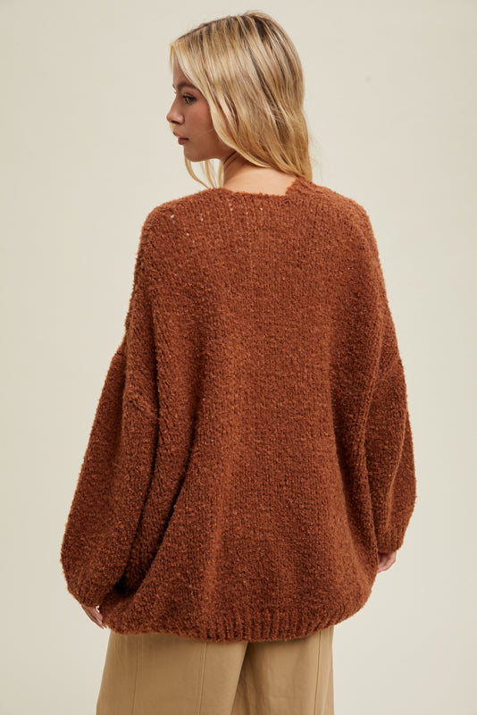 Brushed Cardigan in Brick