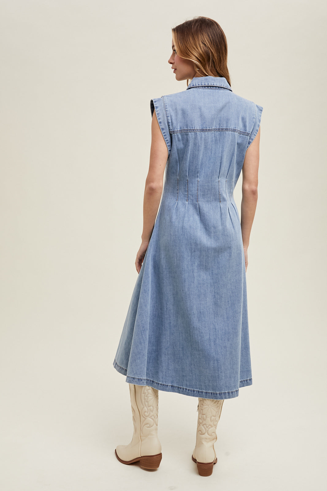 Button-up Midi Denim Dress