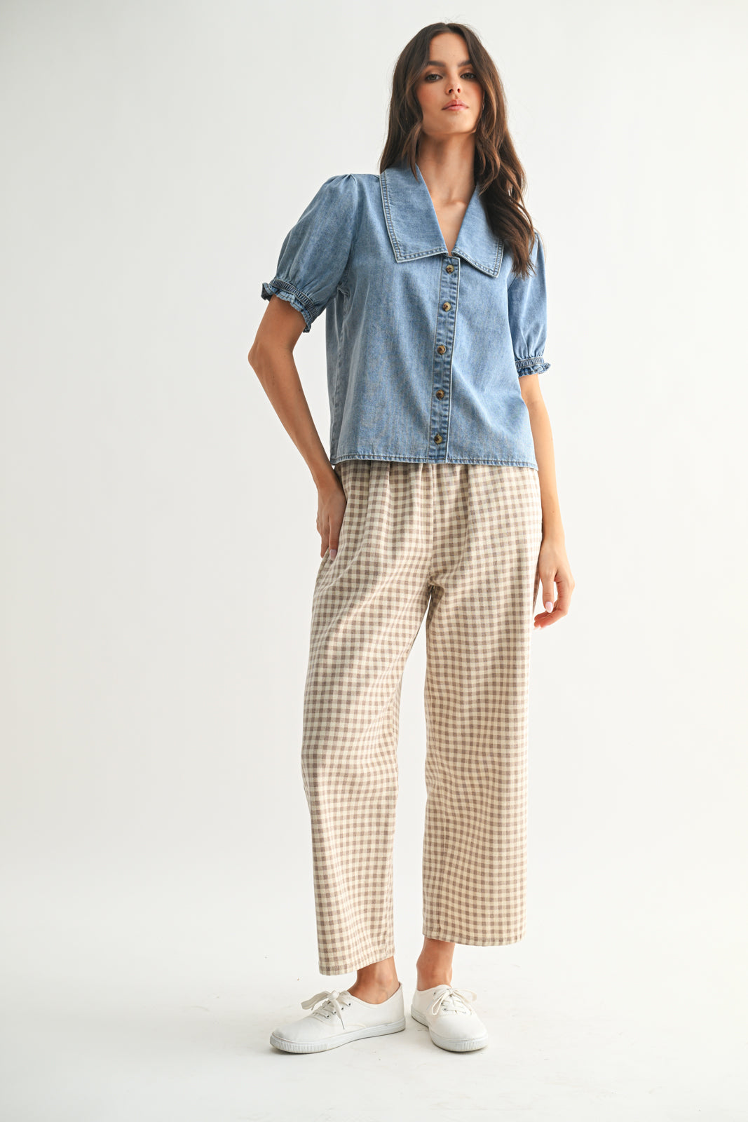 Collared Denim Blouse