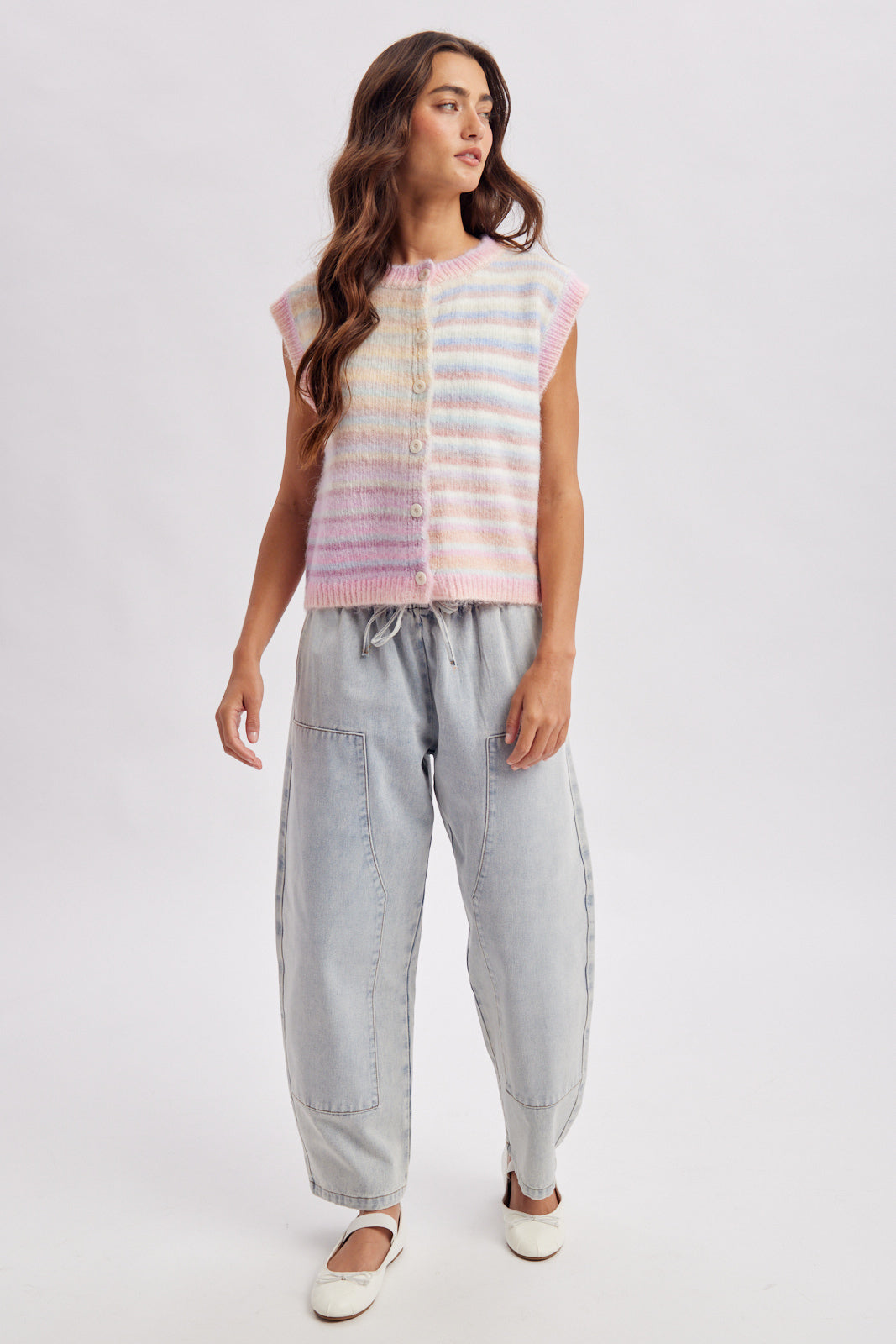 Rainbow Stipe Sweater Vest