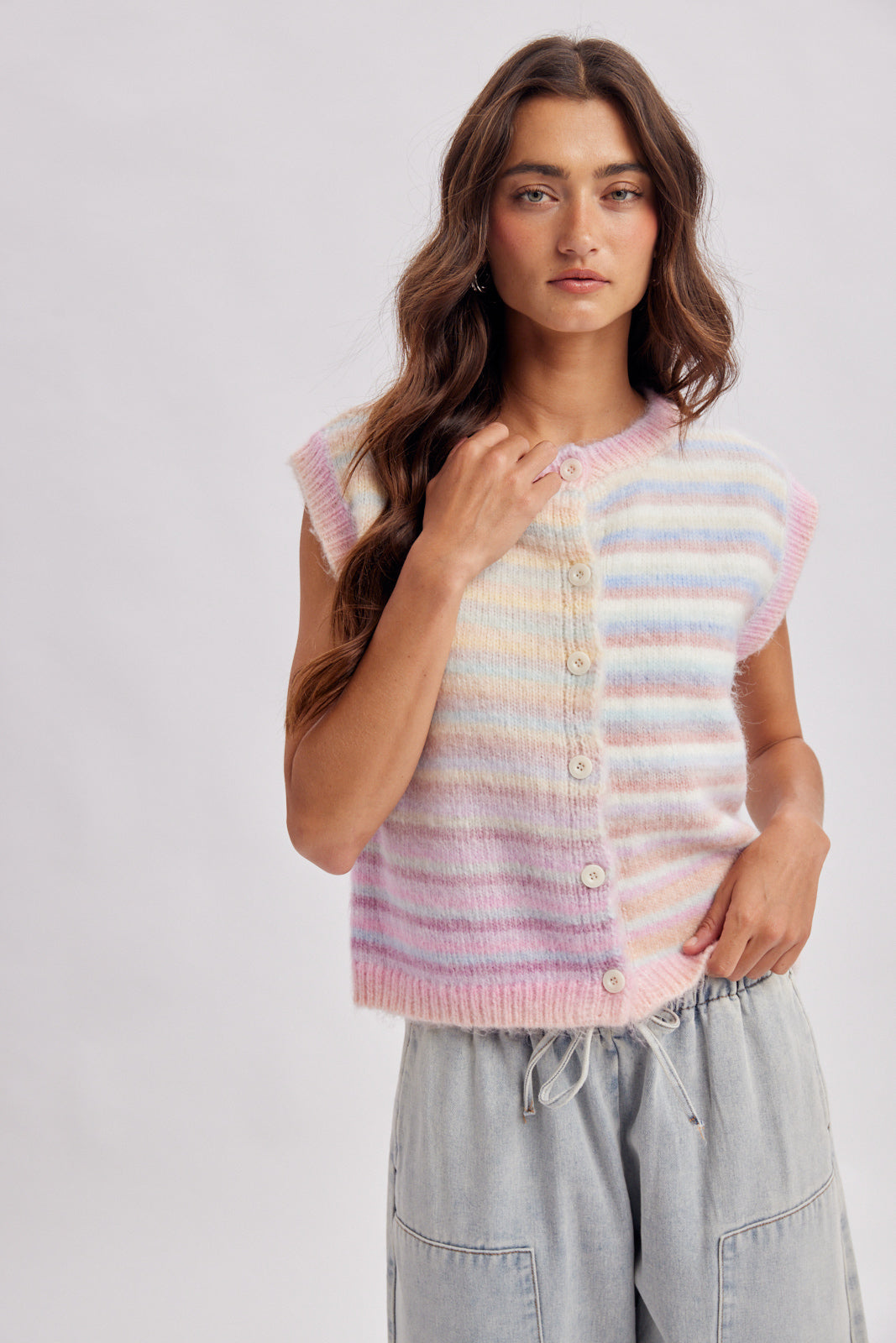Rainbow Stipe Sweater Vest