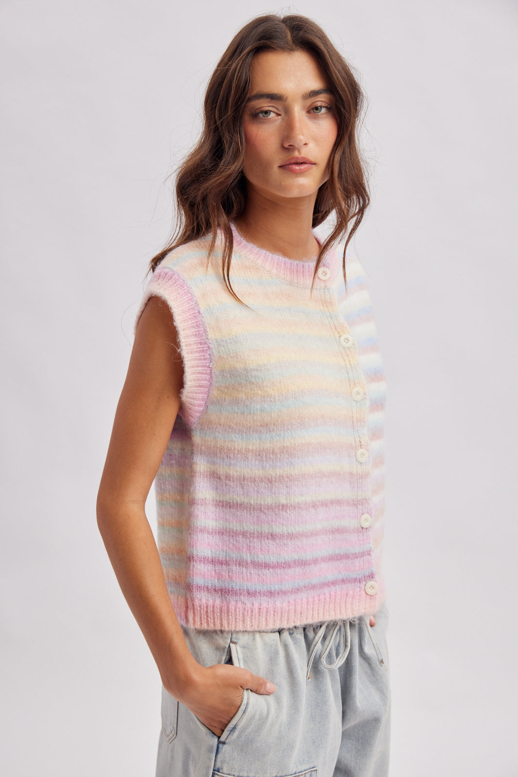 Rainbow Stipe Sweater Vest