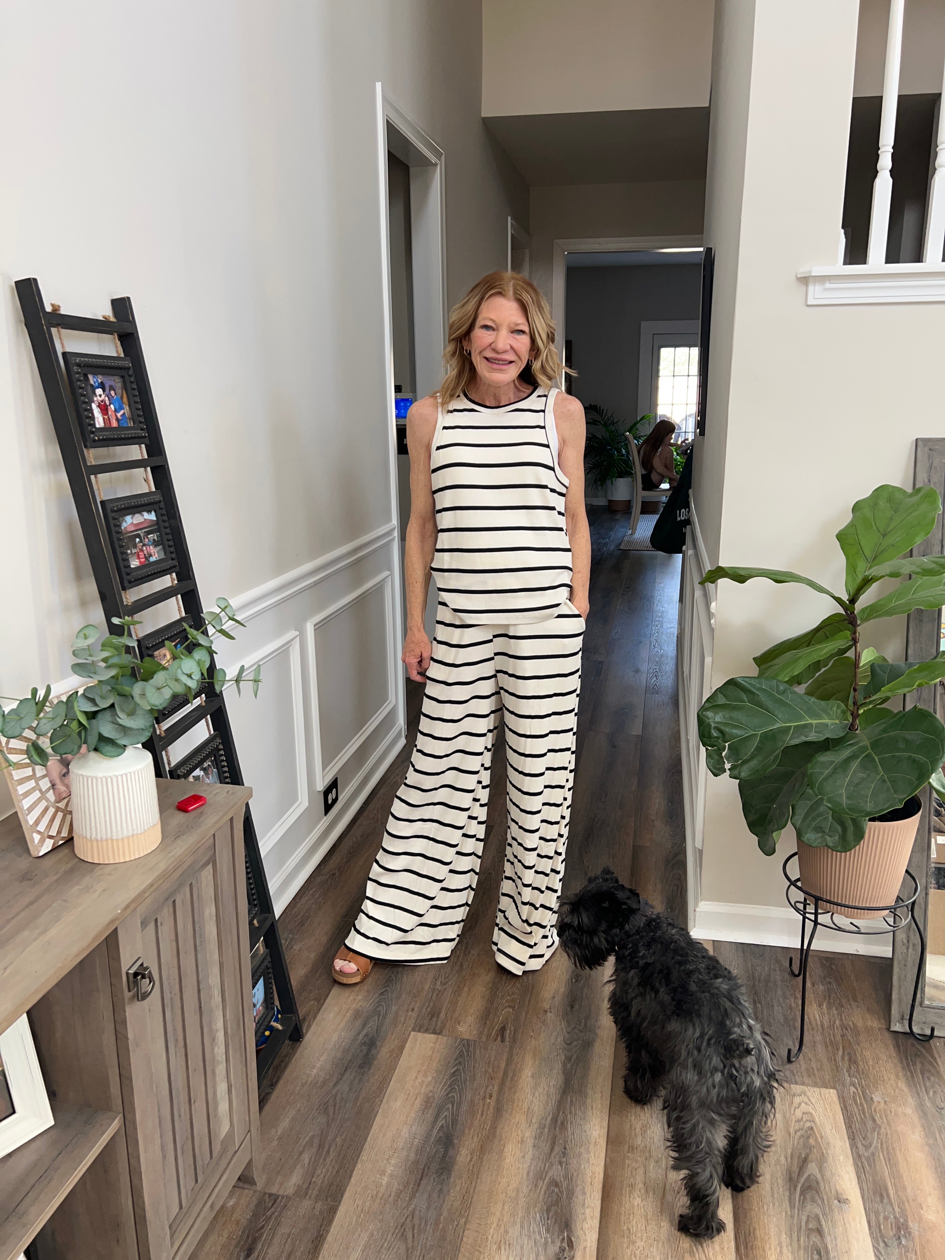 Black and White striped Pants