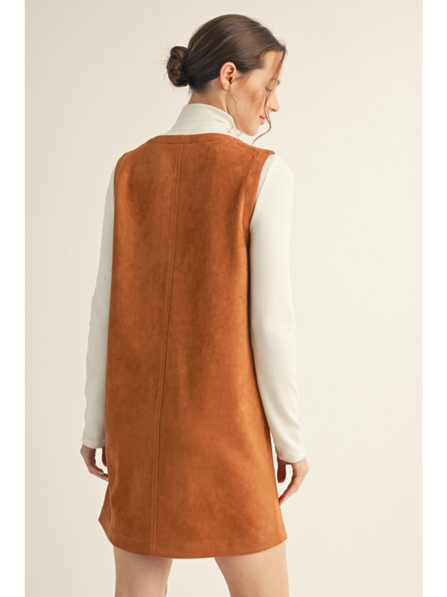 Sweet Suede Shift Dress in Camel