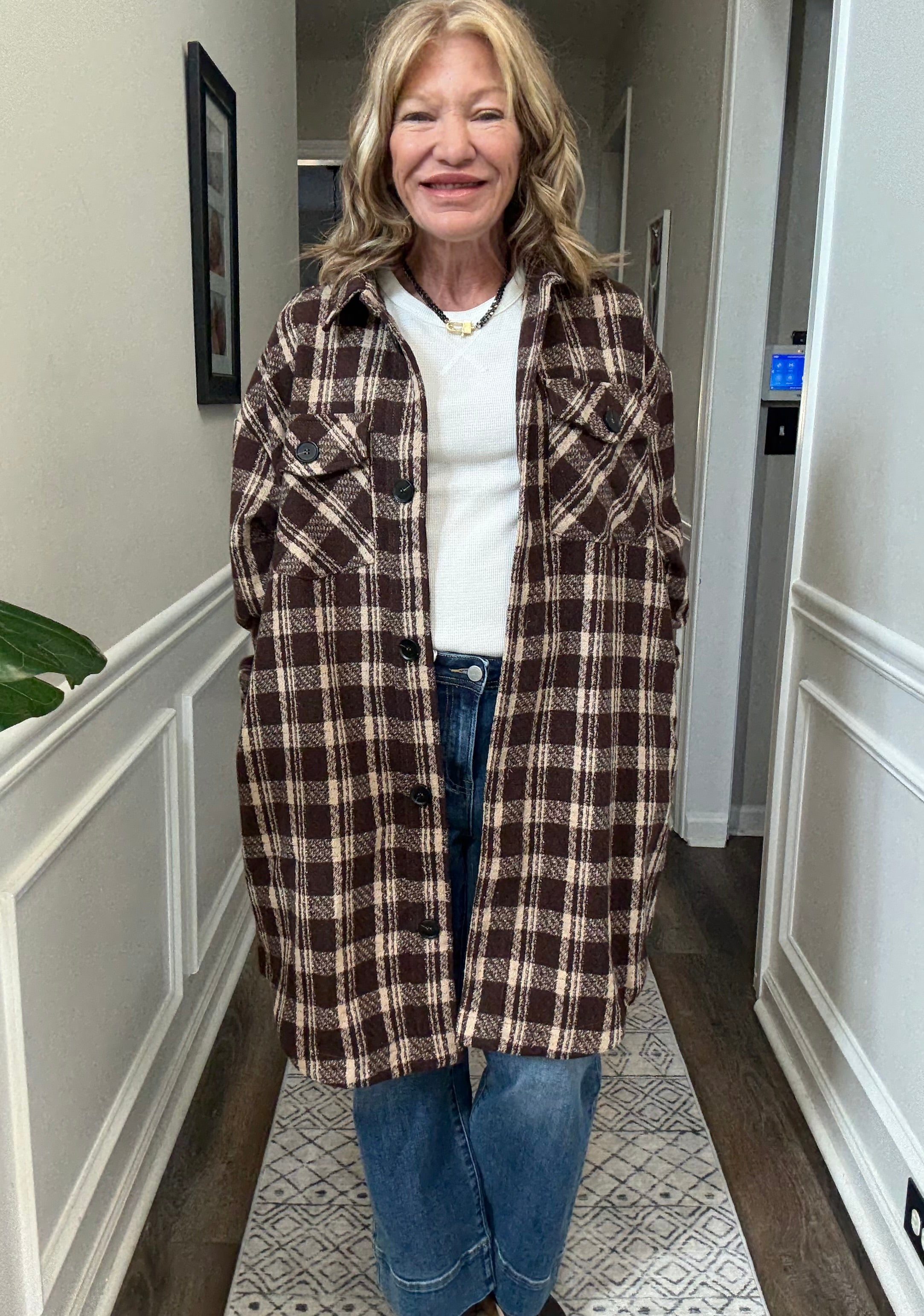 Midi Plaid Jacket