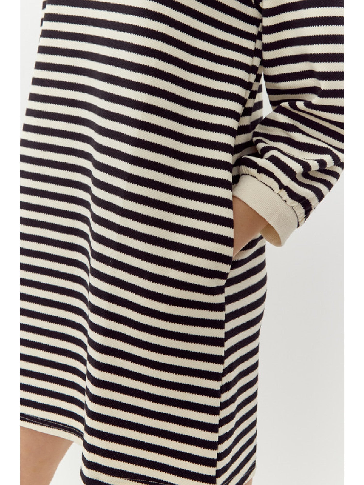 Striped Midi Dress in Black/Ivory