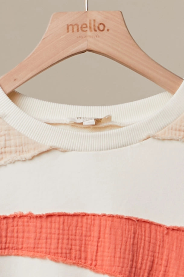 Mixed Fabric Sun Patchwork Sweatshirt