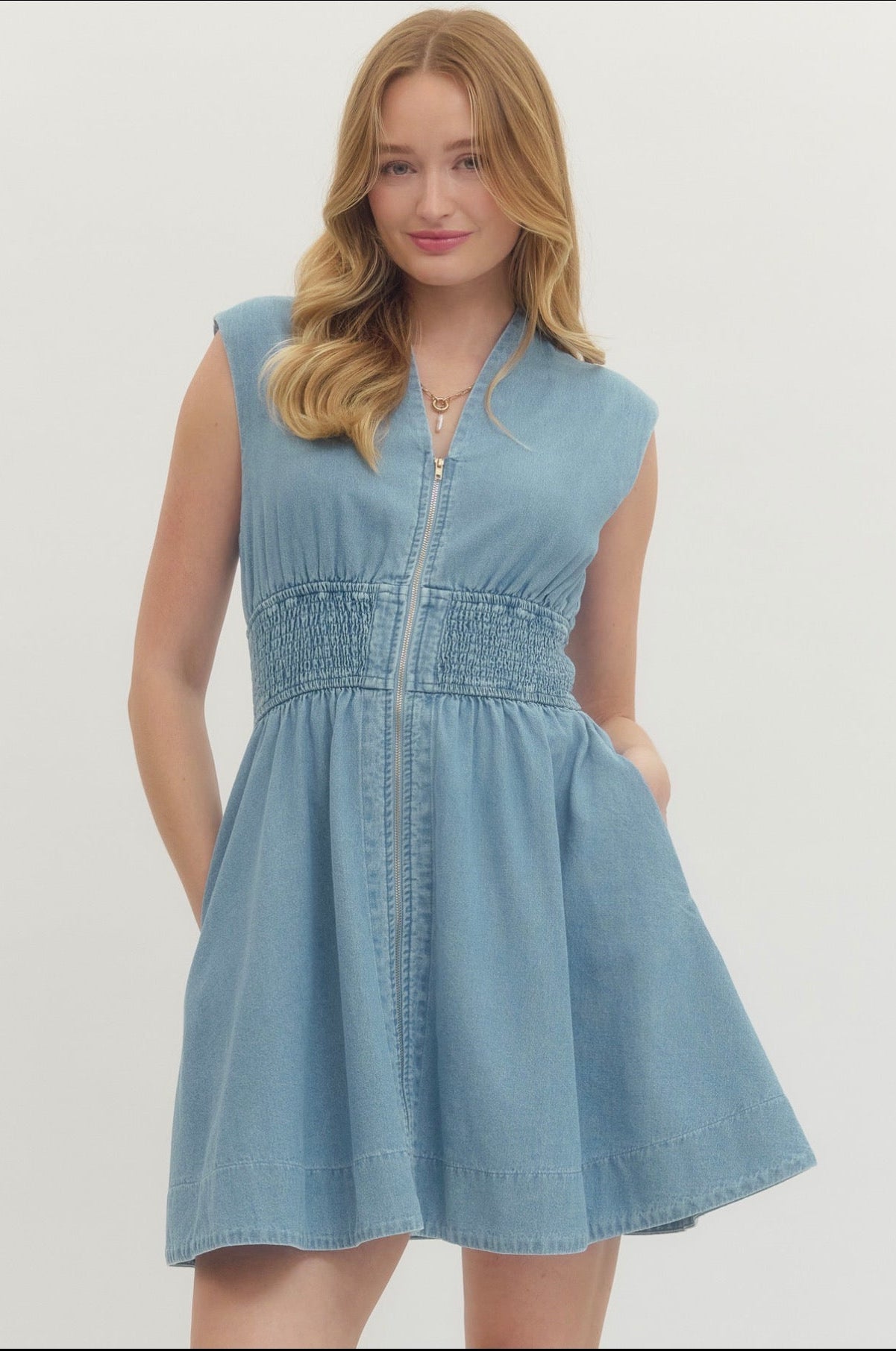 Denim Mini Dress in Light Wash