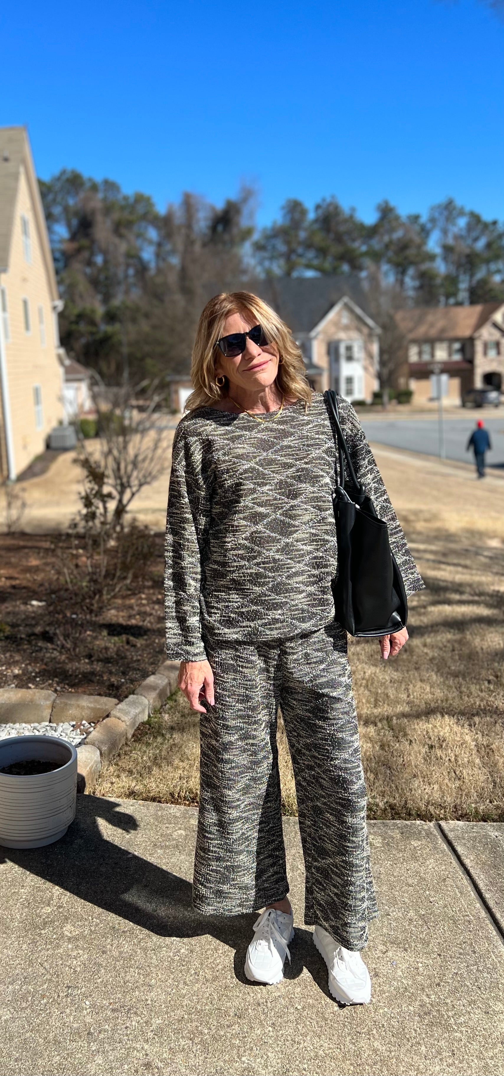 Black and Cream Textured Pants