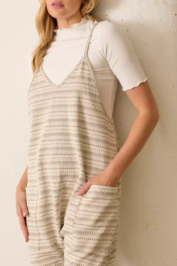 Jacquard knit Overalls in Gray