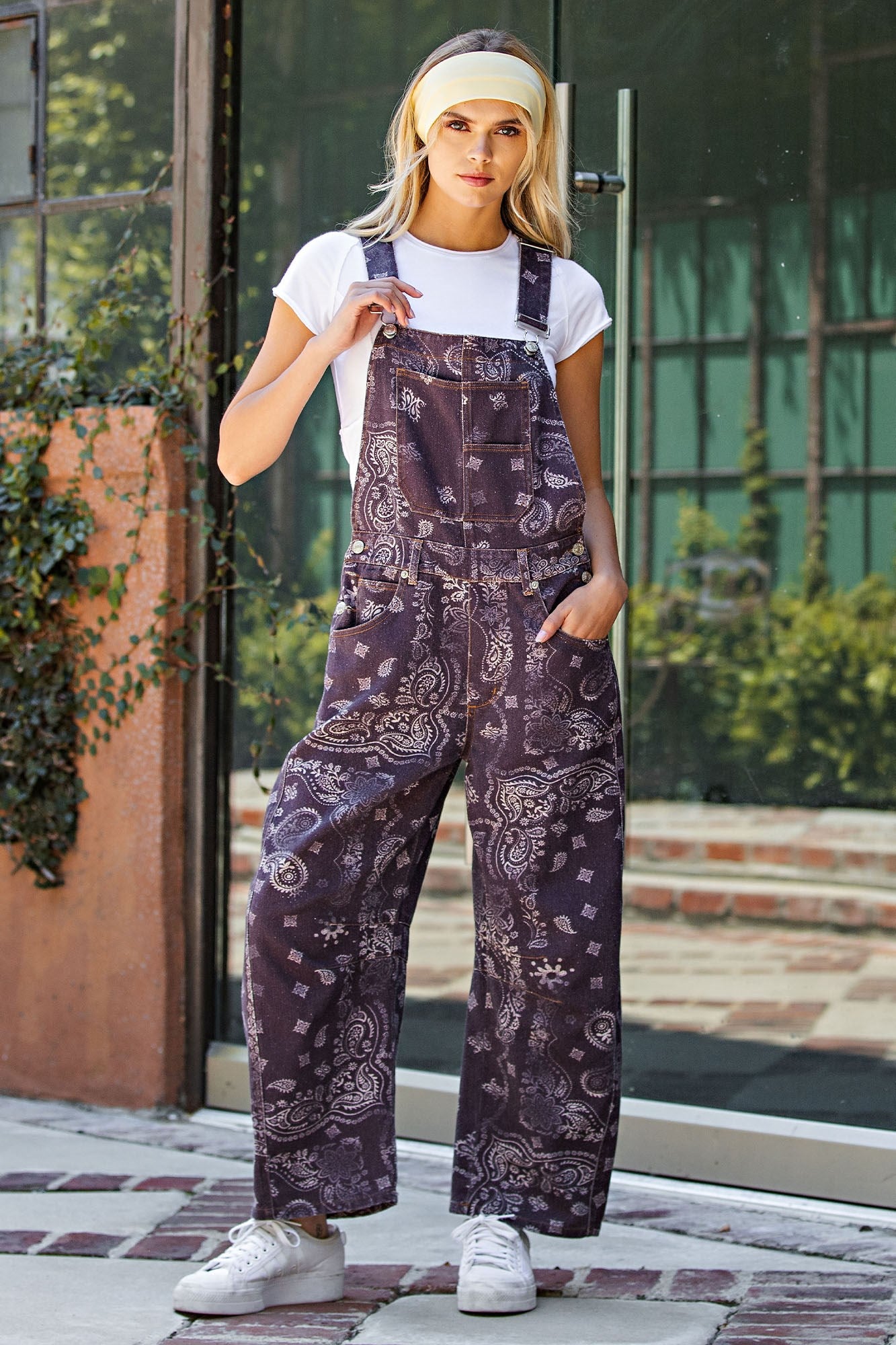 Bandana Overalls in Deep Fig