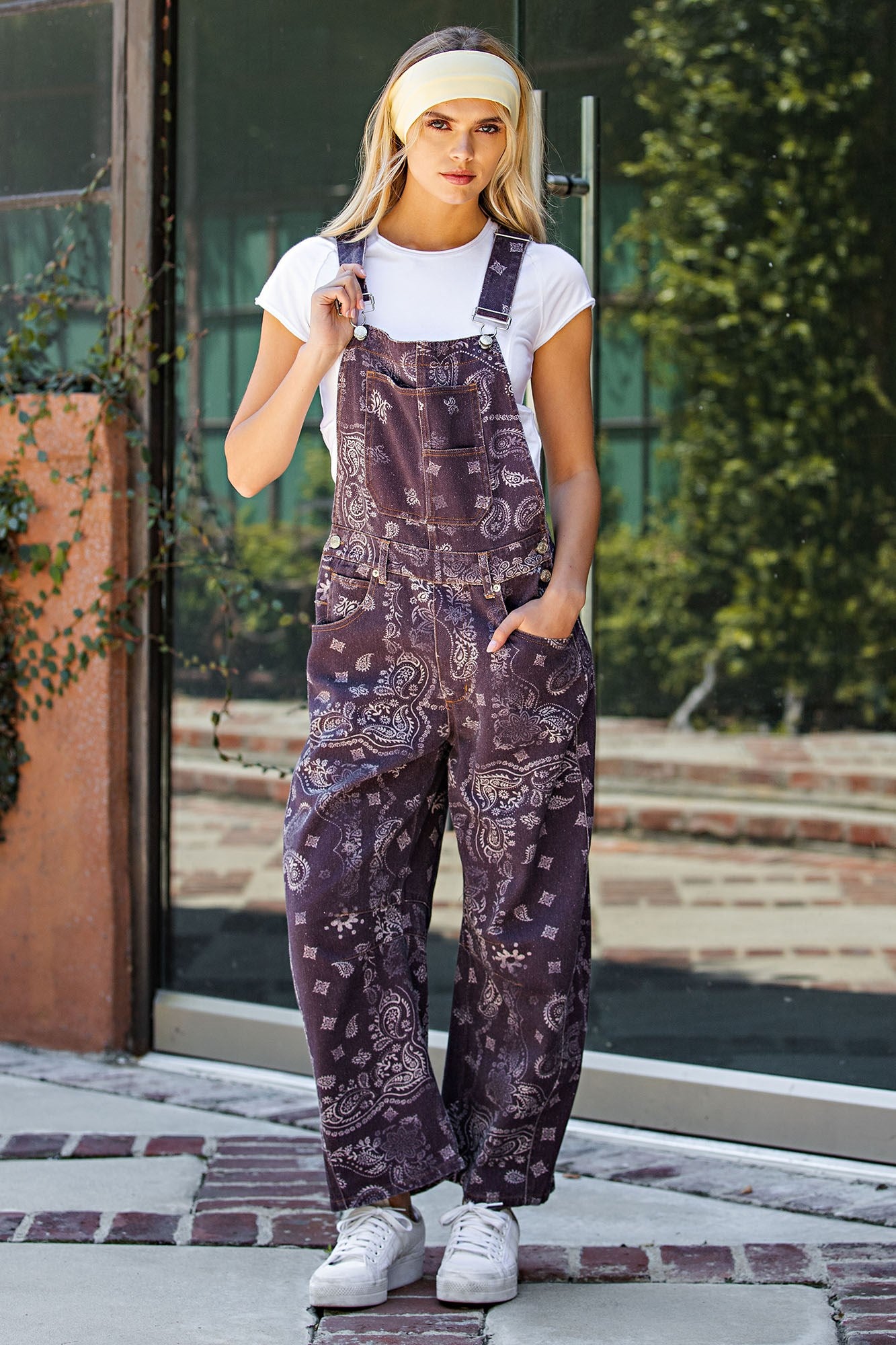 Bandana Overalls in Deep Fig