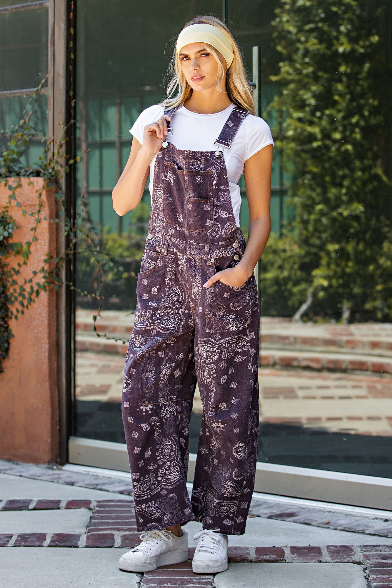 Bandana Overalls in Deep Fig