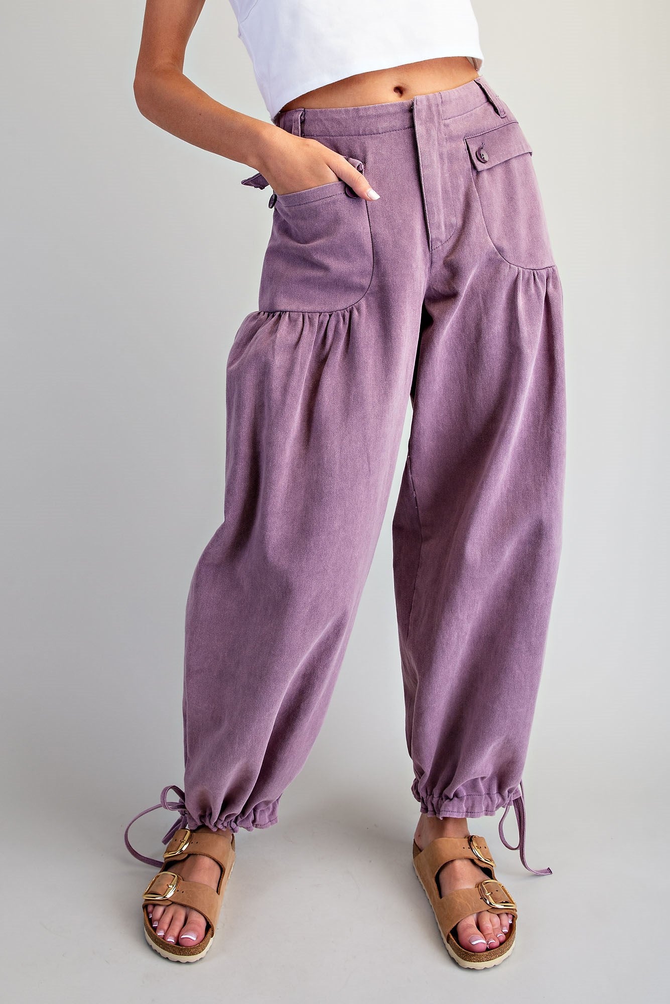 Mineral Washed Tie Cuffed Pants