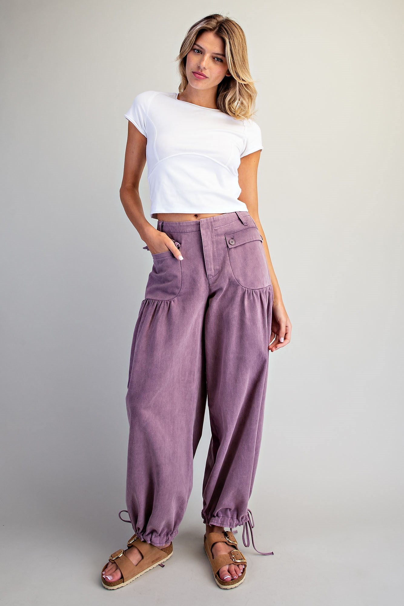 Mineral Washed Tie Cuffed Pants