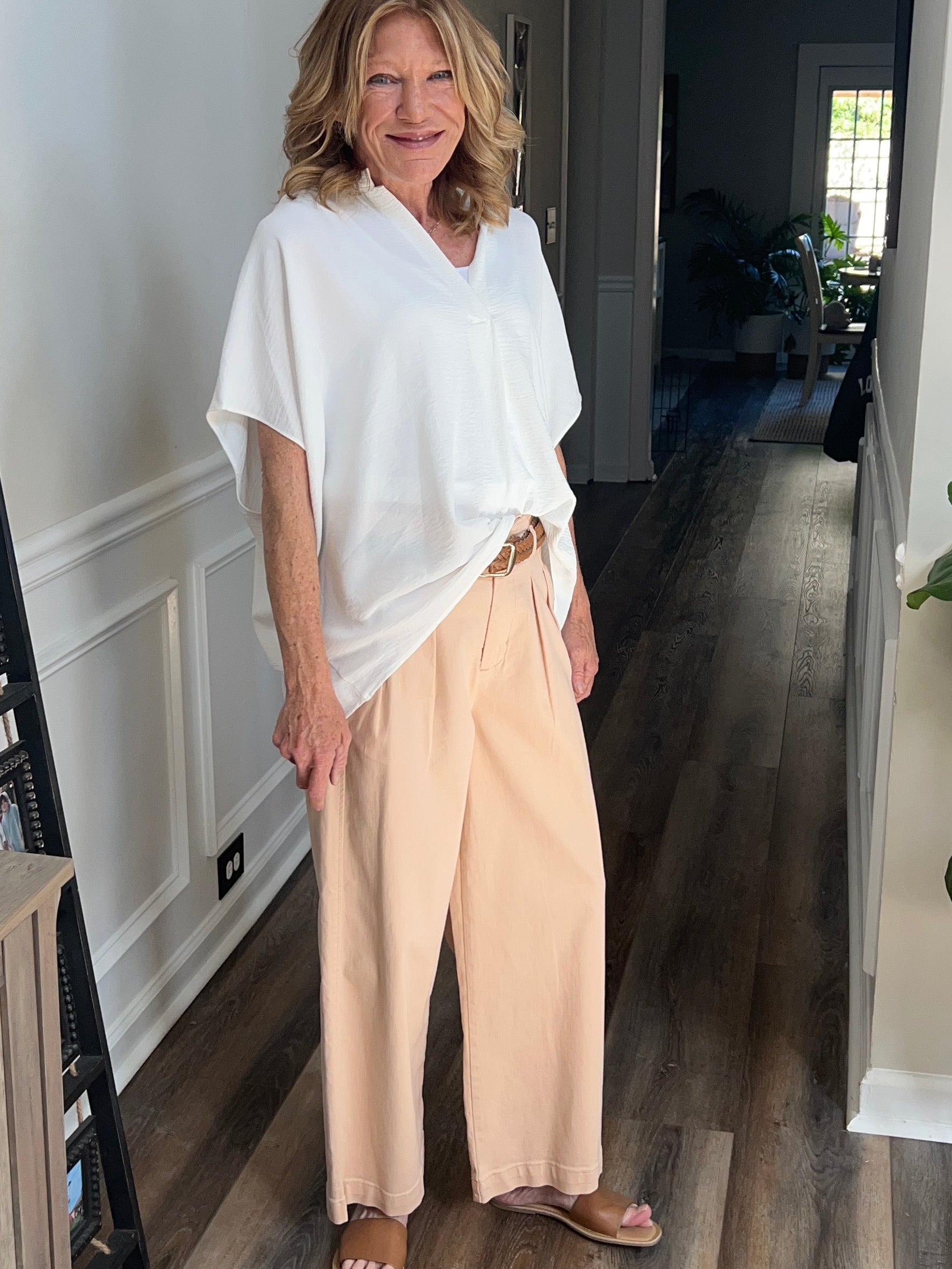 Pleated Trouser Pants in Dusty Pink