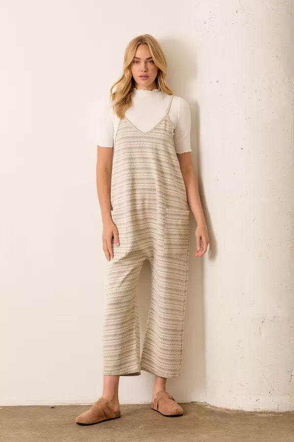 Jacquard knit Overalls in Gray