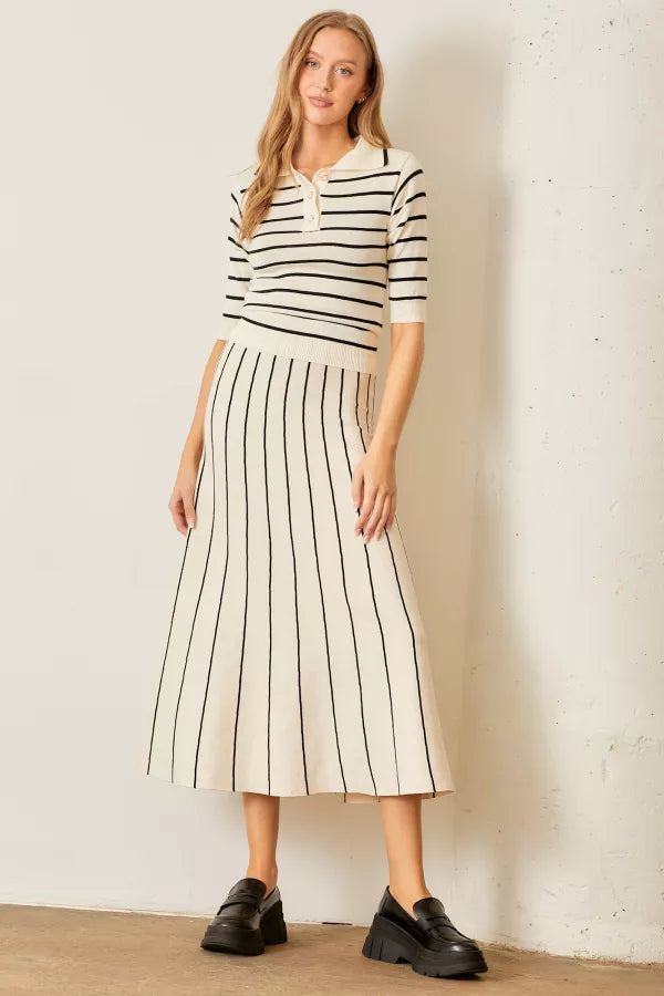 Vertical Stripe Sweater Skirt