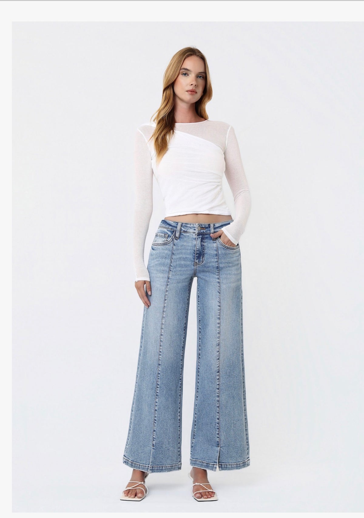 Vervet Mid Rise Front Seam Detail Jeand