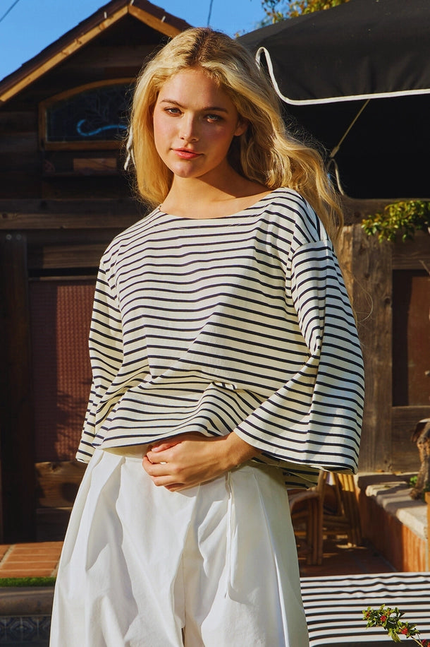 Boatneck Oversized Striped Top