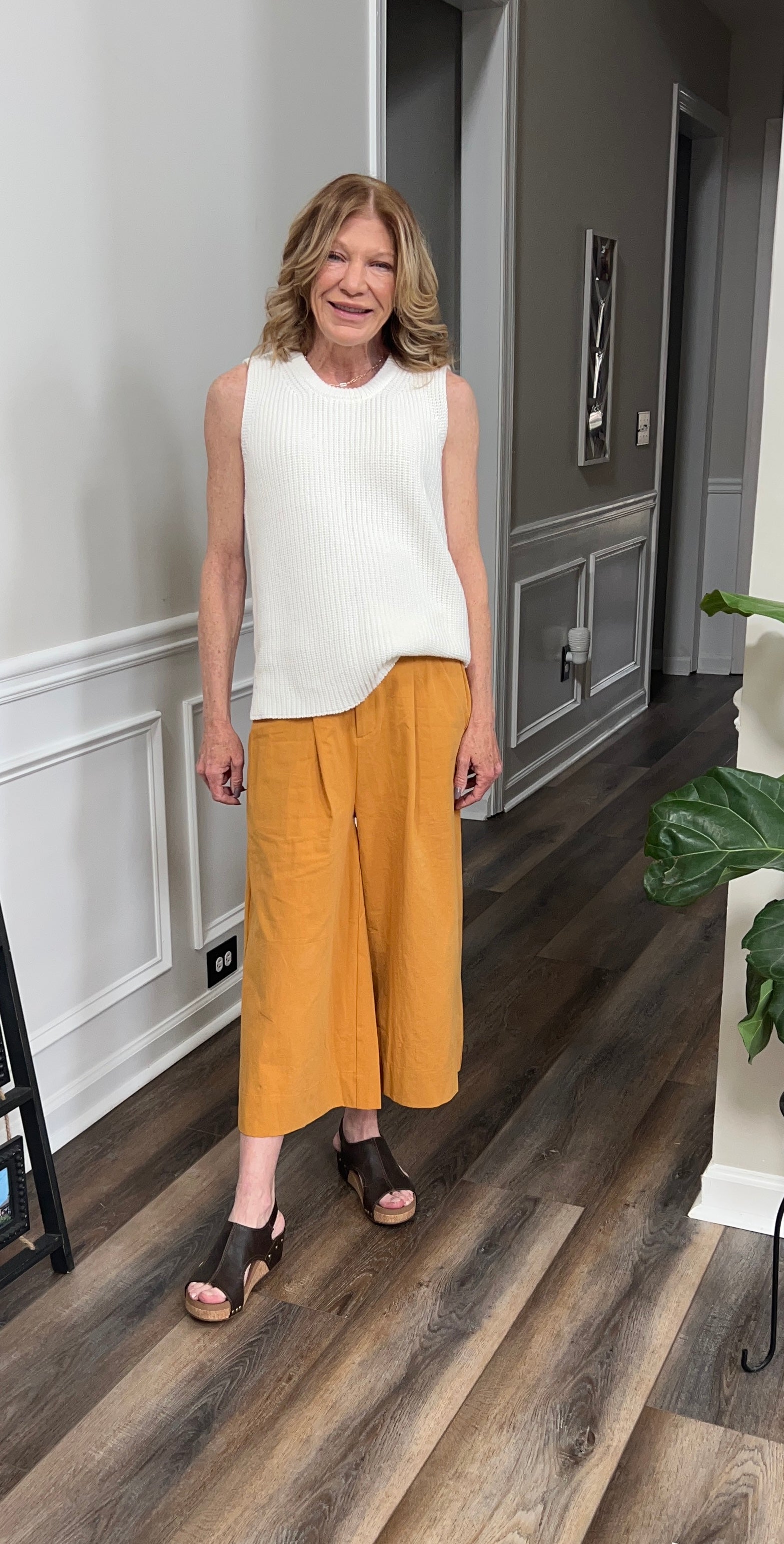 Wide leg Crop Trouser in Ginger