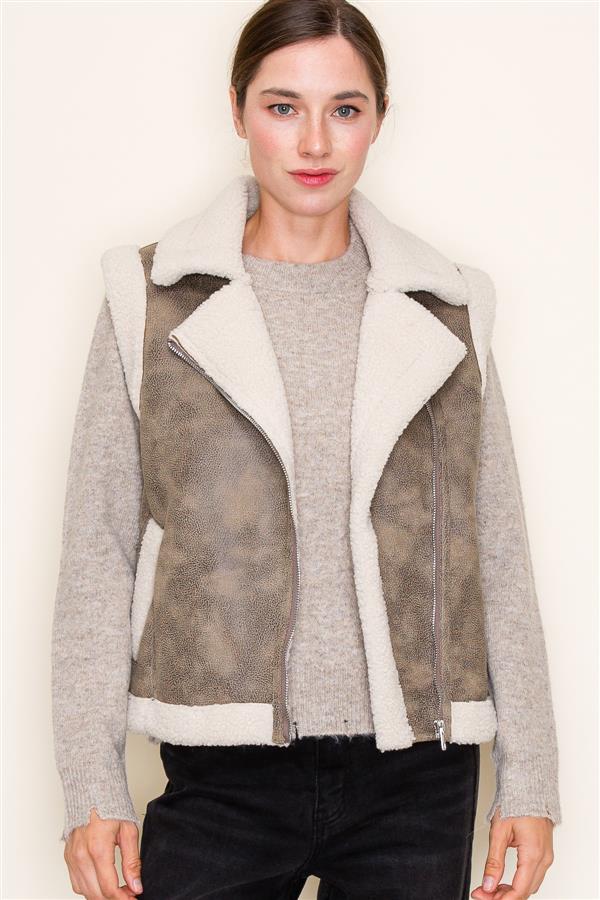 Faux Leathe Sherpa Vest