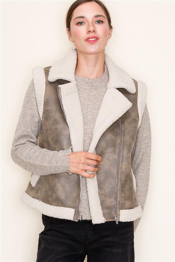 Faux Leathe Sherpa Vest