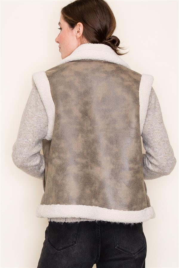 Faux Leathe Sherpa Vest