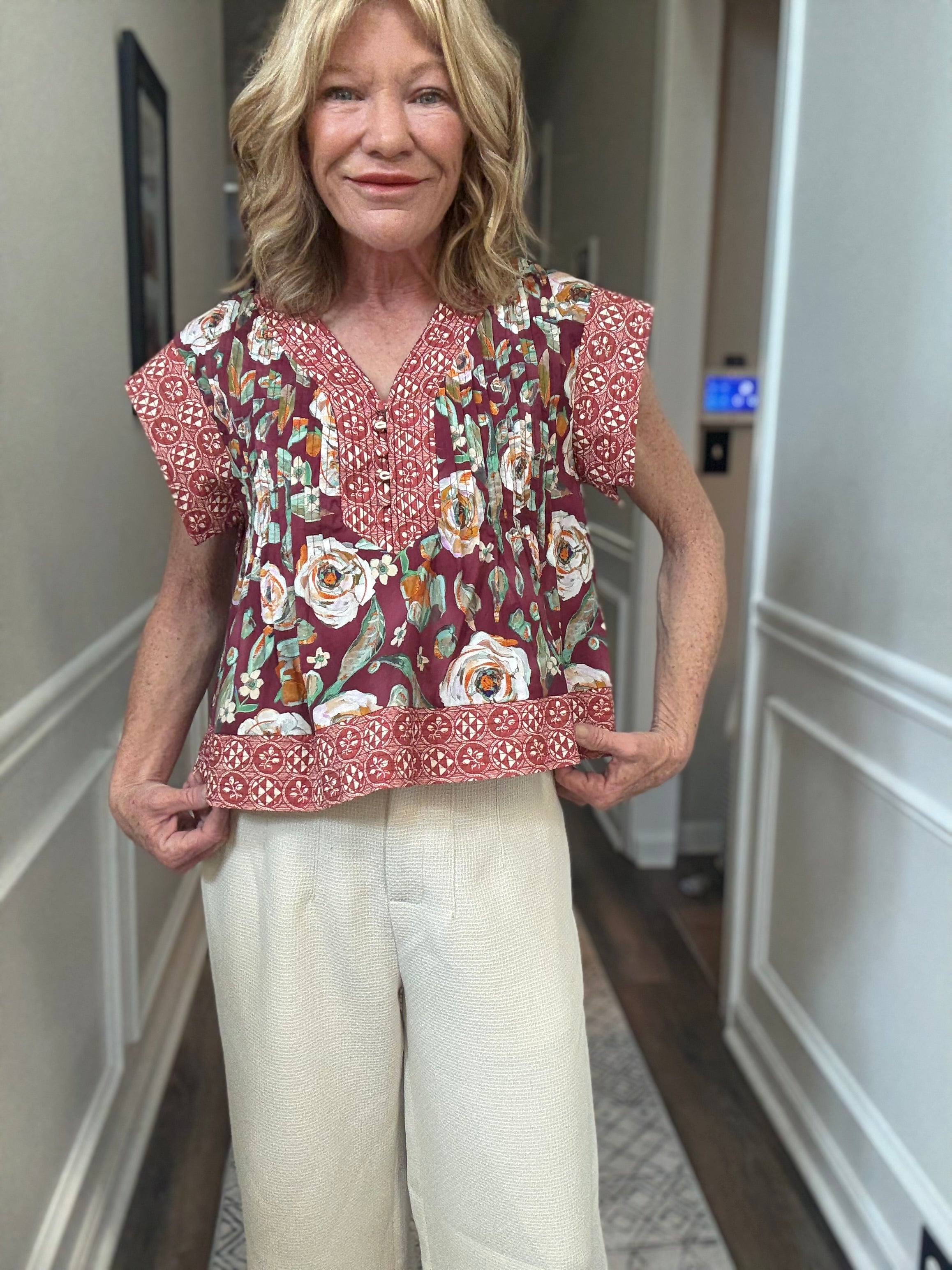 Floral Pleated Top