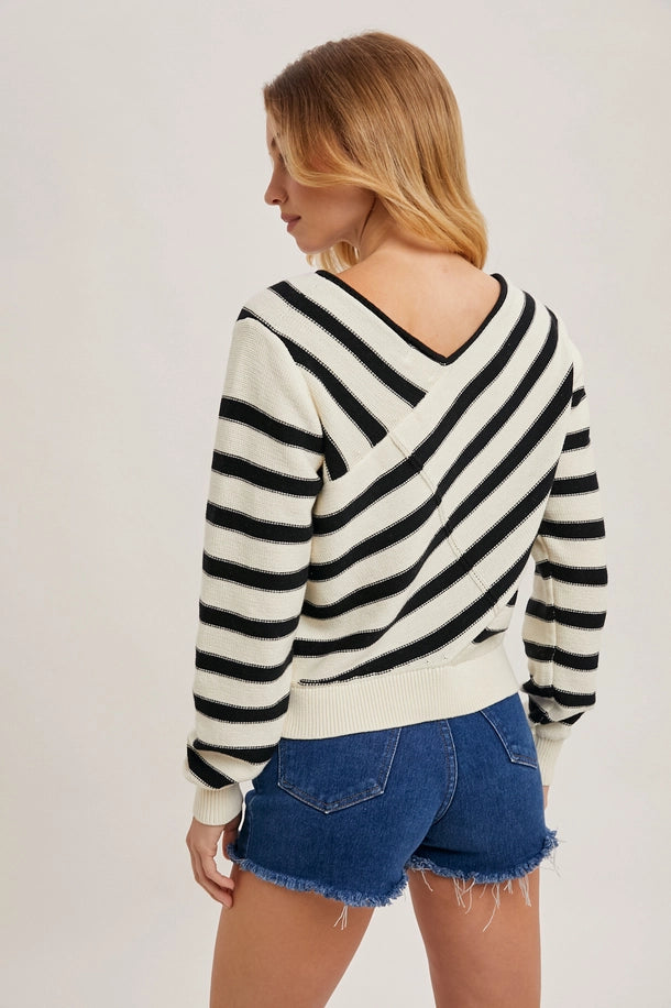 V-neck Stripe Sweater